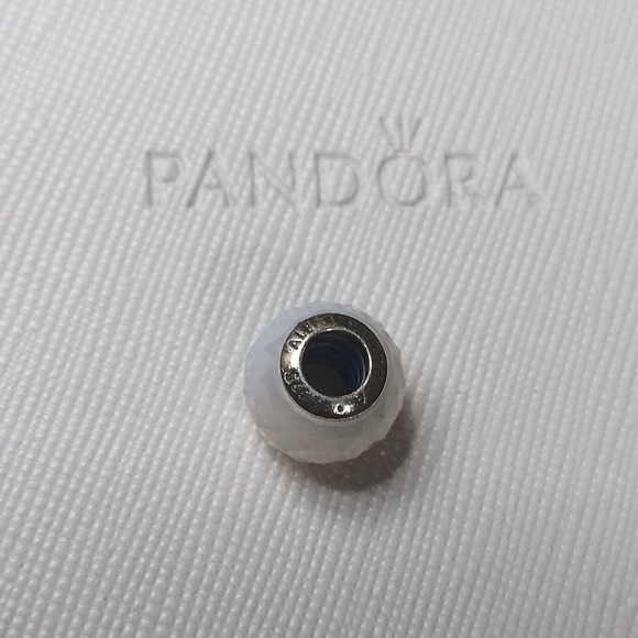 Pandora Silver Opalescent White Crystal Geometric Facets Charm 2 listed Separate - Picture 3 of 4